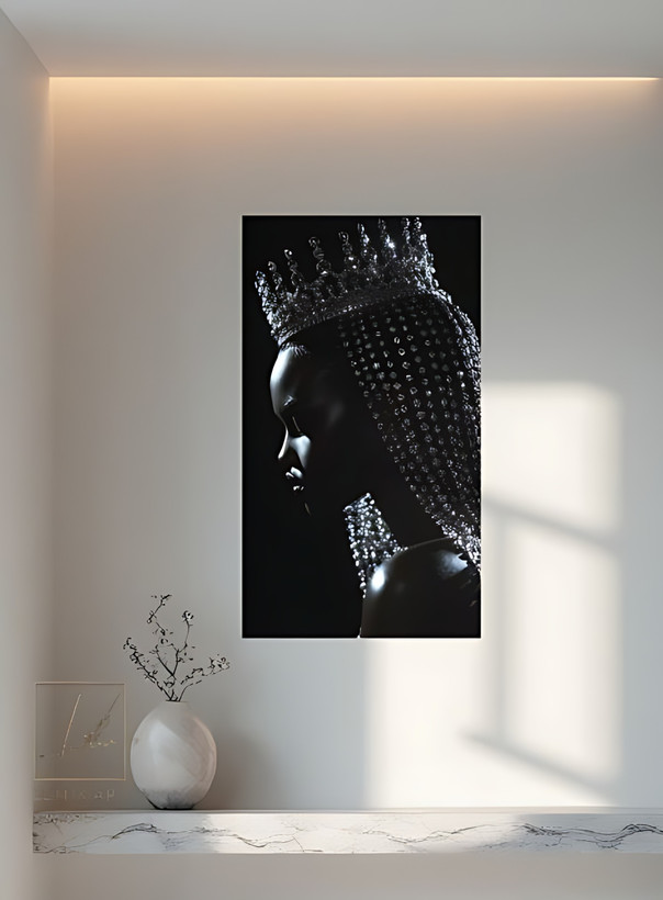 تابلو میکس مدیا زن سیاه پوست تاجدار