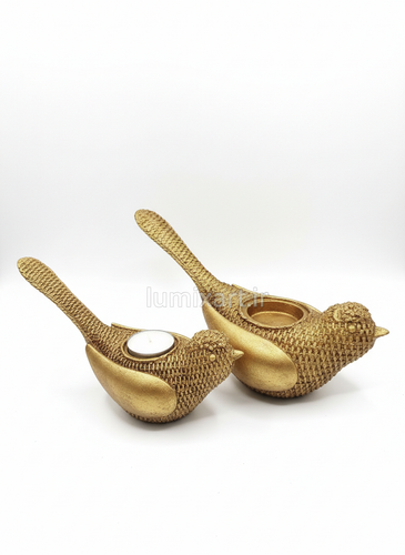 ست جا شمعی مدل پرنده طلایی