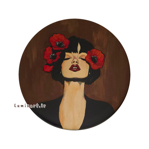 خرید دیوارکوب نقاشی شده مدل دختر مو مشکی رئال