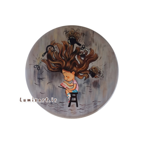 خرید بشقاب دیوار کوب نقاشی شده مدل آرایشگری